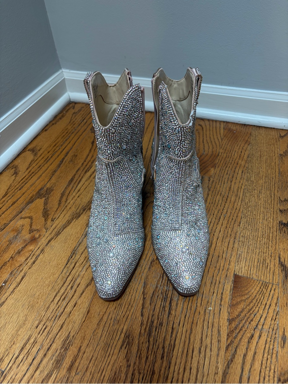 Matisse Iridescent Crystal-Embellished Ankle Boots - Silver